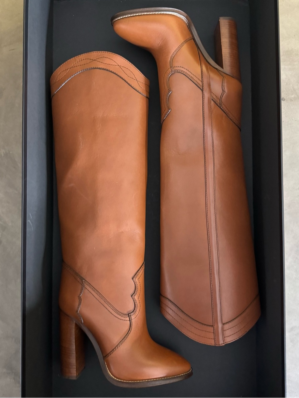 Saint Laurent Kate 105 Western Knee-High Boots | New Papaya | Size 38 | NIB - Picture 7 of 16